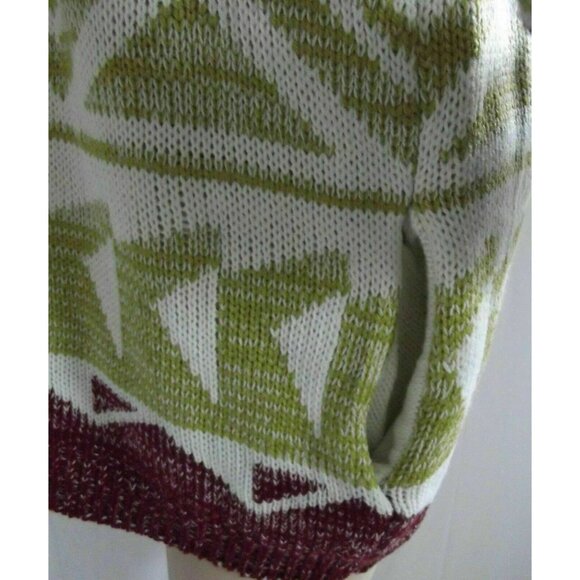 Mudd Cardigan Sweater Womens Junior XL Aztec Button Green Burgundy & Off-White - Picture 5 of 8